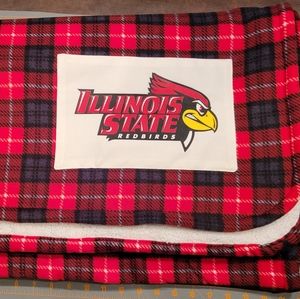 Illinois State University fleece sherpa throw blanket. Redbird. ISU